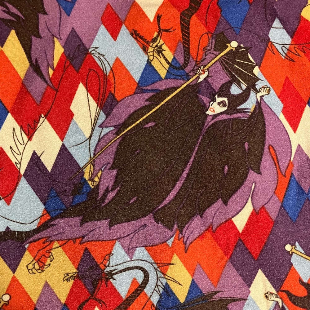 LuLaRoe TC2 Purple, Orange, Red, and Blue Disney Maleficent Leggings